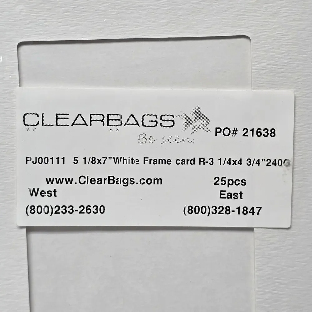 White Frame Card Cardstock Double Paper Adhesive Seal 5 1/8